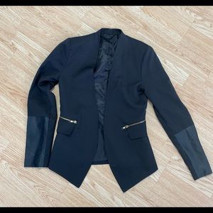 Black blazer with faux leather accents
